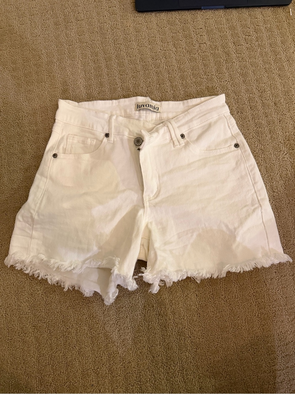 White Frayed Hem Denim Shorts